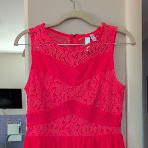 Xhilaration Bright Coral Lace Overlay Dress
